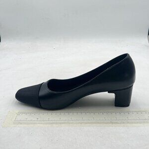 FOWT Black Square Toe Slip on Pumps Slip on Low Heel Comfy Office Formal Shoes